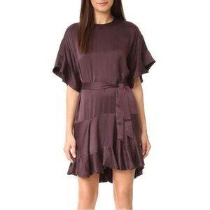 Zimmermann Flutter Sleeve Fluted Silk Satin Mini Dress Size US 6